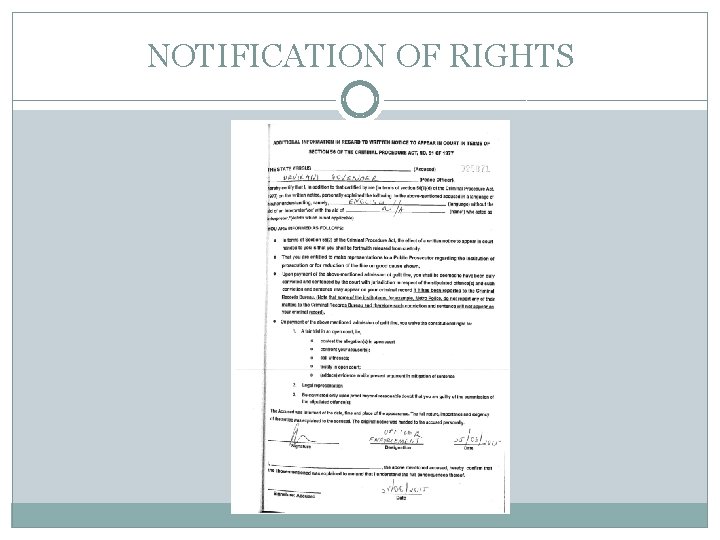 NOTIFICATION OF RIGHTS 