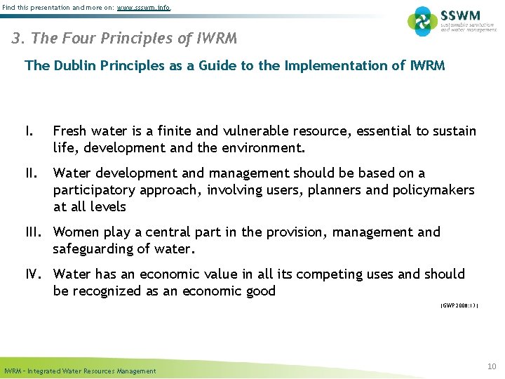 Find this presentation and more on: www. ssswm. info. 3. The Four Principles of