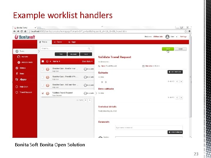 Example worklist handlers Bonita Soft Bonita Open Solution 23 