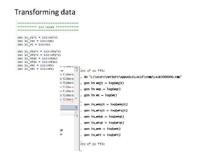 Transforming data 