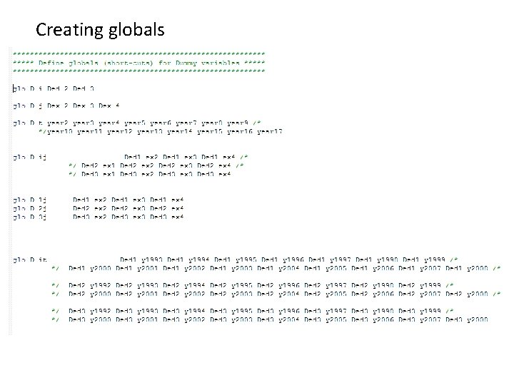 Creating globals 