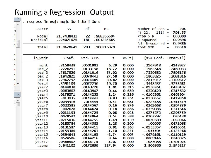 Running a Regression: Output 