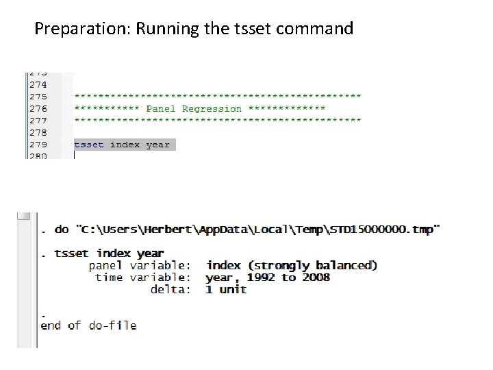 Preparation: Running the tsset command 