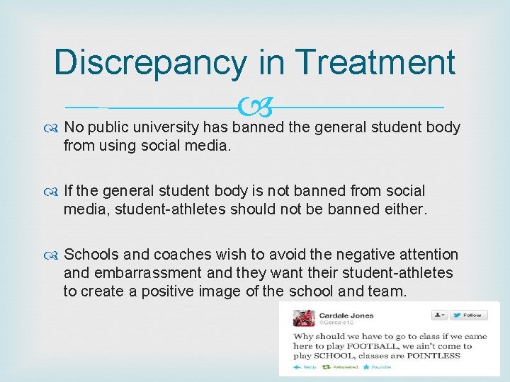Discrepancy in Treatment No public university has banned the general student body from using