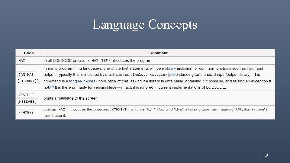 Language Concepts 10 