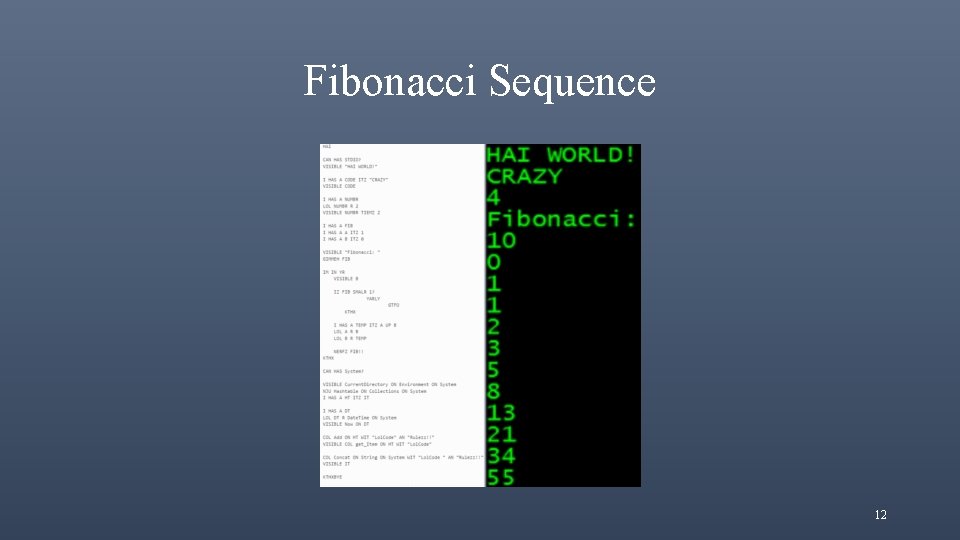 Fibonacci Sequence 12 