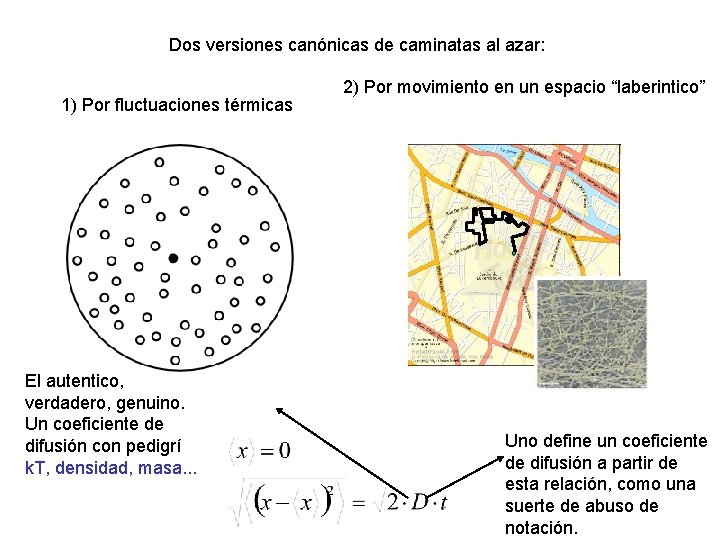 Dos versiones canónicas de caminatas al azar: 1) Por fluctuaciones térmicas El autentico, verdadero,