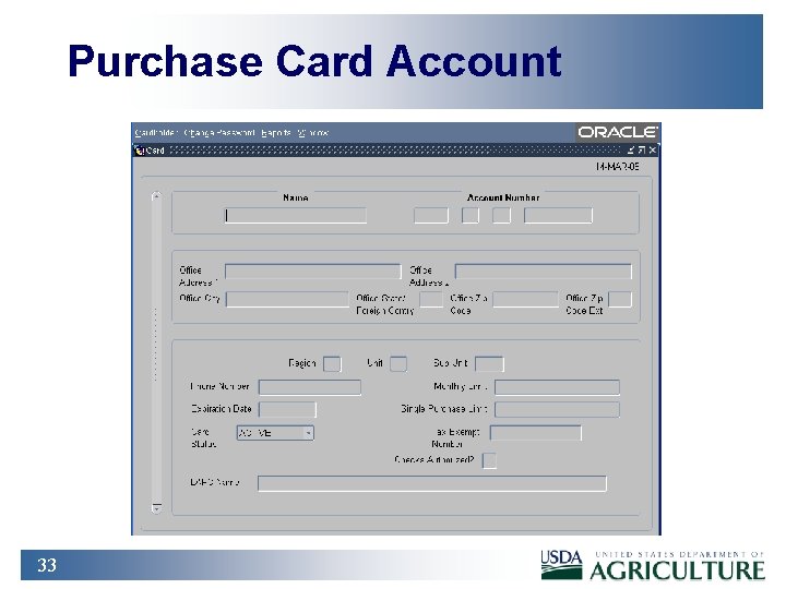 Purchase Card Account 33 