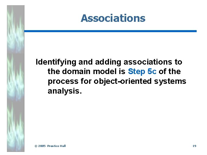 Associations Identifying and adding associations to the domain model is Step 5 c of