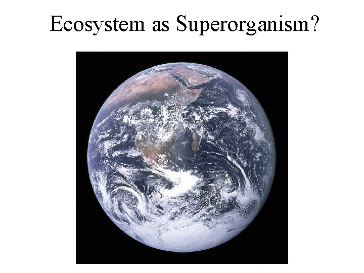 Ecosystem as Superorganism? 