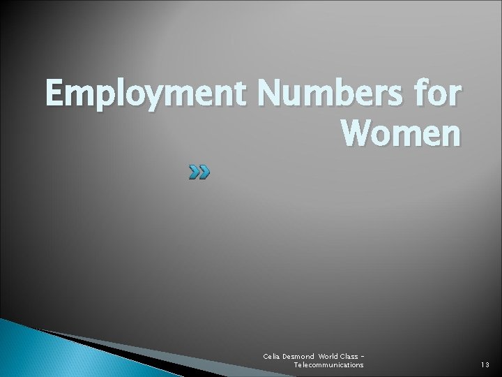 Employment Numbers for Women Celia Desmond World Class Telecommunications 13 
