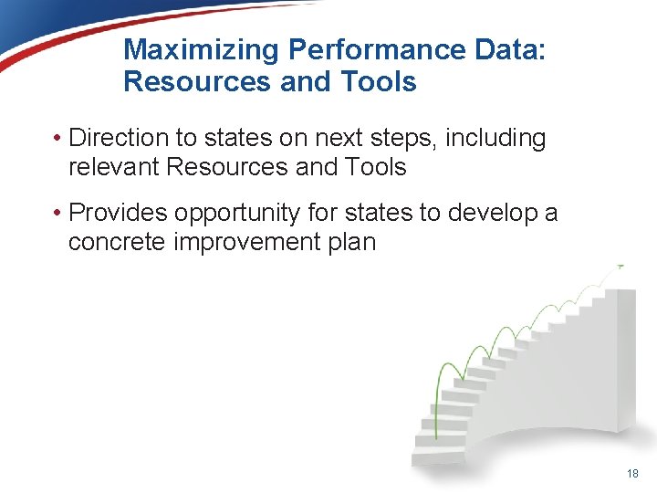 Maximizing Performance Data: Resources and Tools • Direction to states on next steps, including