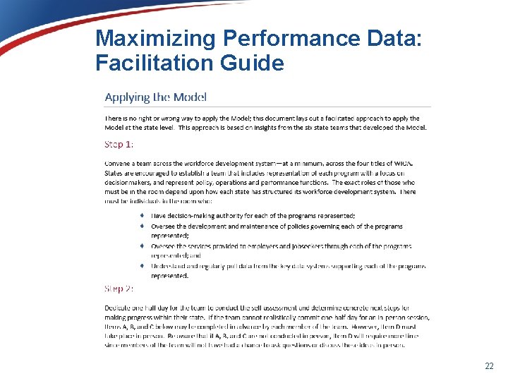 Maximizing Performance Data: Facilitation Guide 22 
