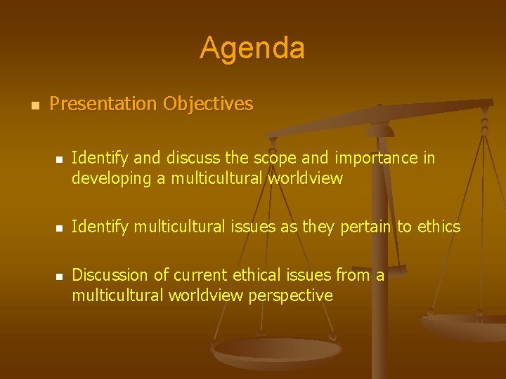 Agenda n Presentation Objectives n n n Identify and discuss the scope and importance