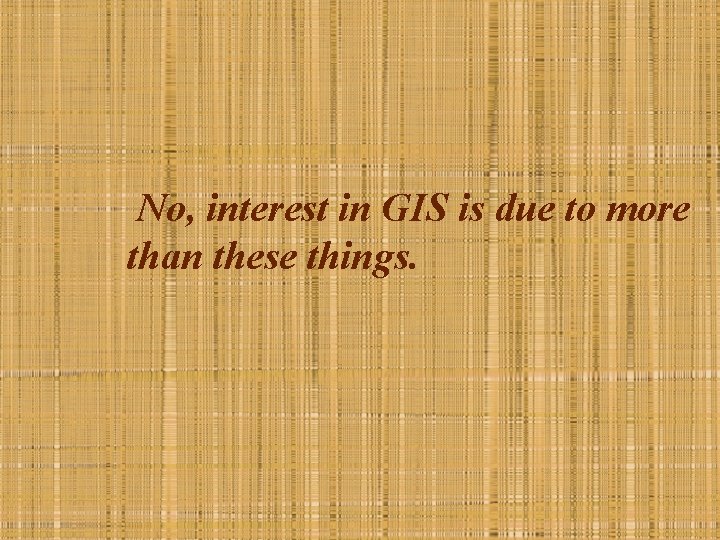 No, interest in GIS is due to more than these things. 