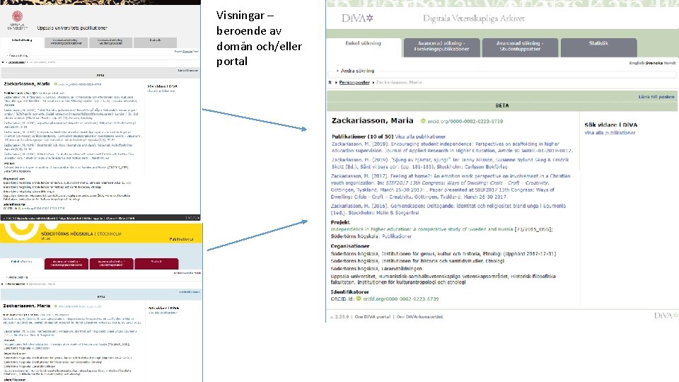 Visningar – beroende av domän och/eller portal 