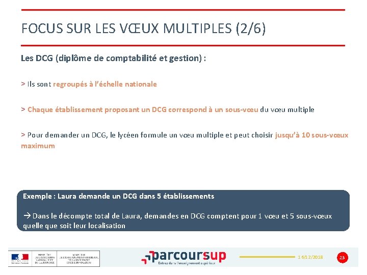 FOCUS SUR LES VŒUX MULTIPLES (2/6) Les DCG (diplôme de comptabilité et gestion) :