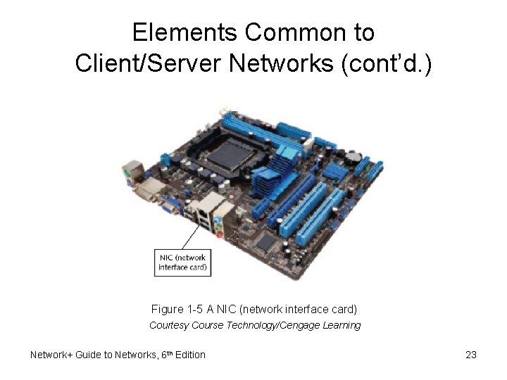 Elements Common to Client/Server Networks (cont’d. ) Figure 1 -5 A NIC (network interface