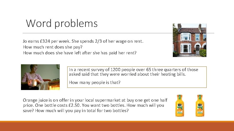 Word problems Jo earns £ 324 per week. She spends 2/3 of her wage Word problems Jo earns £ 324 per week. She spends 2/3 of her wage