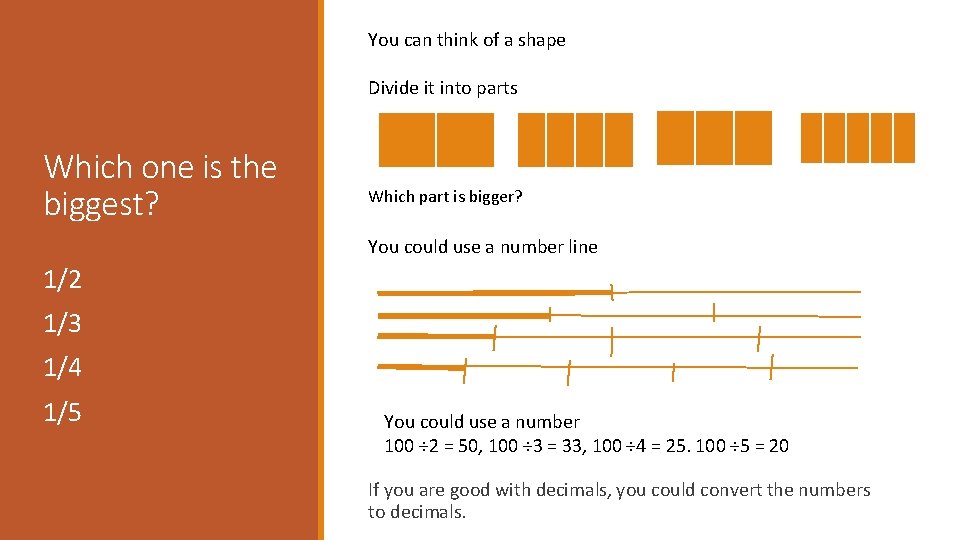 You can think of a shape Divide it into parts Which one is the You can think of a shape Divide it into parts Which one is the