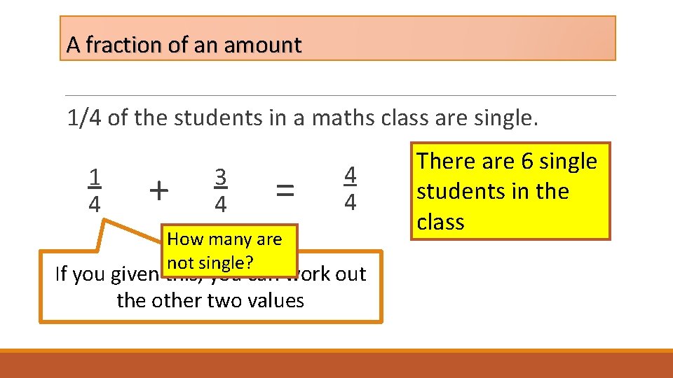 A fraction of an amount 1/4 of the students in a maths class are A fraction of an amount 1/4 of the students in a maths class are