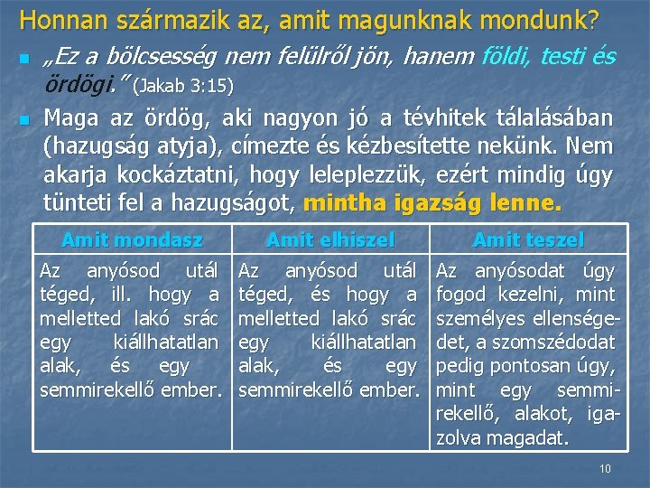 Honnan származik az, amit magunknak mondunk? n n „Ez a bölcsesség nem felülről jön,