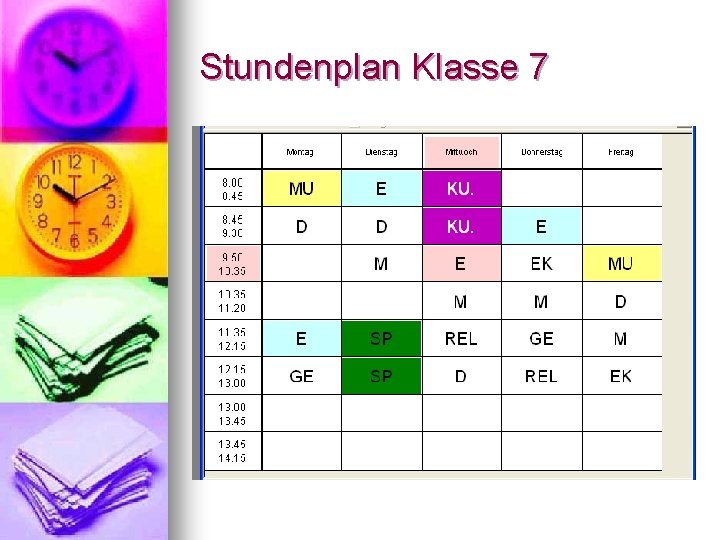 Stundenplan Klasse 7 