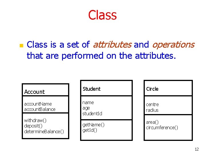 Class n Class is a set of attributes and operations that are performed on Class n Class is a set of attributes and operations that are performed on