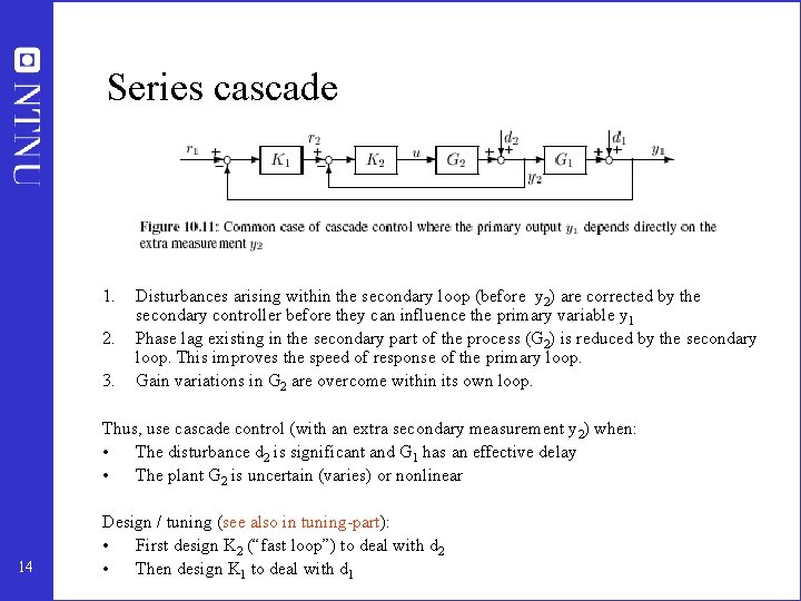 Series cascade 1. 2. 3. Disturbances arising within the secondary loop (before y 2)