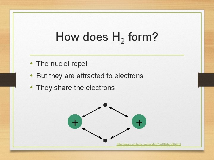 How does H 2 form? • The nuclei repel • But they are attracted