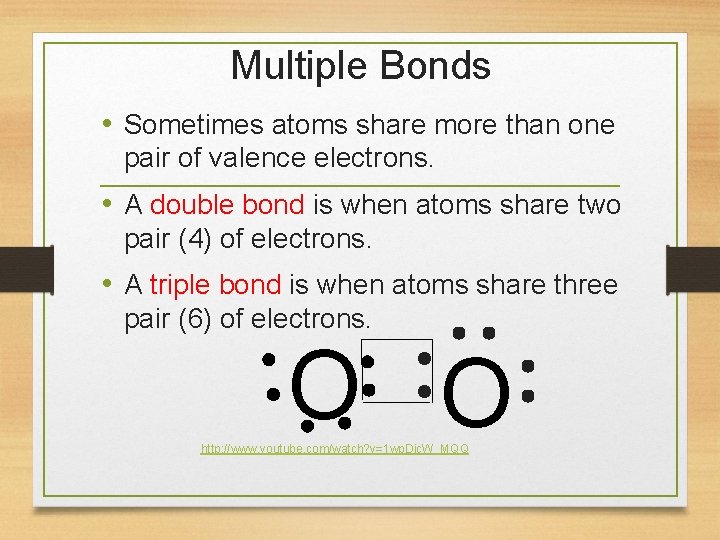 Multiple Bonds • Sometimes atoms share more than one pair of valence electrons. •