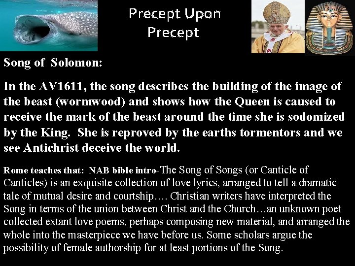 Precept Upon Precept Song of Solomon: In the AV 1611, the song describes the