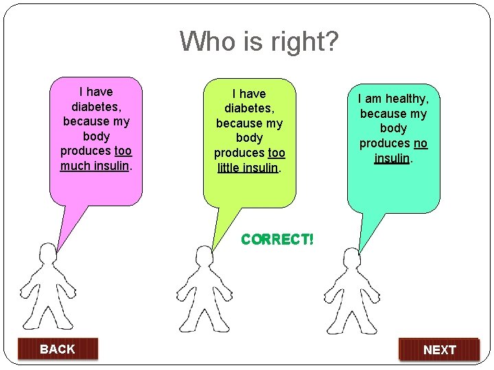 Who is right? I have diabetes, because my body produces too much insulin. I