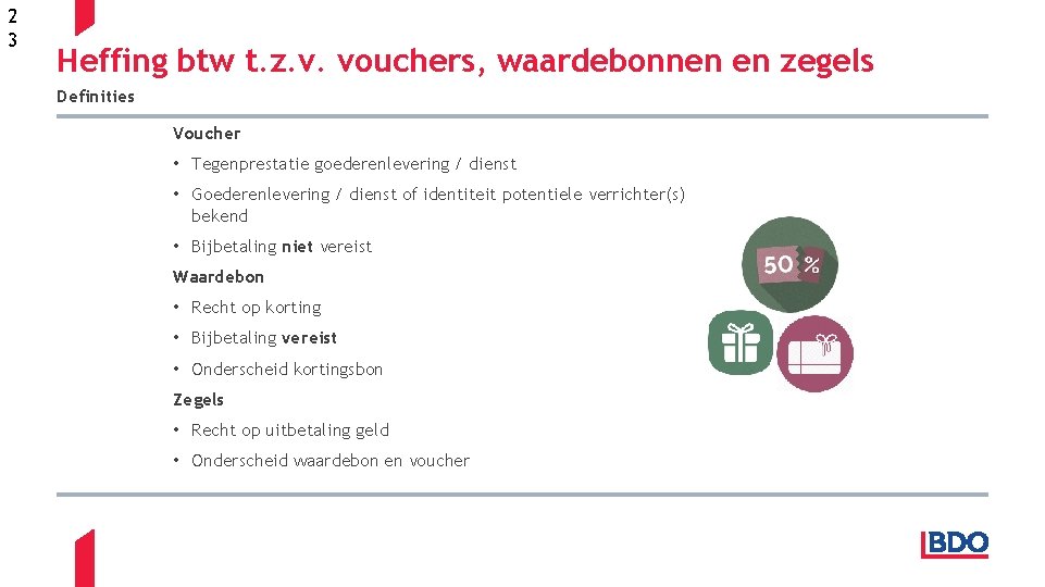 2 3 Heffing btw t. z. v. vouchers, waardebonnen en zegels Definities Voucher •