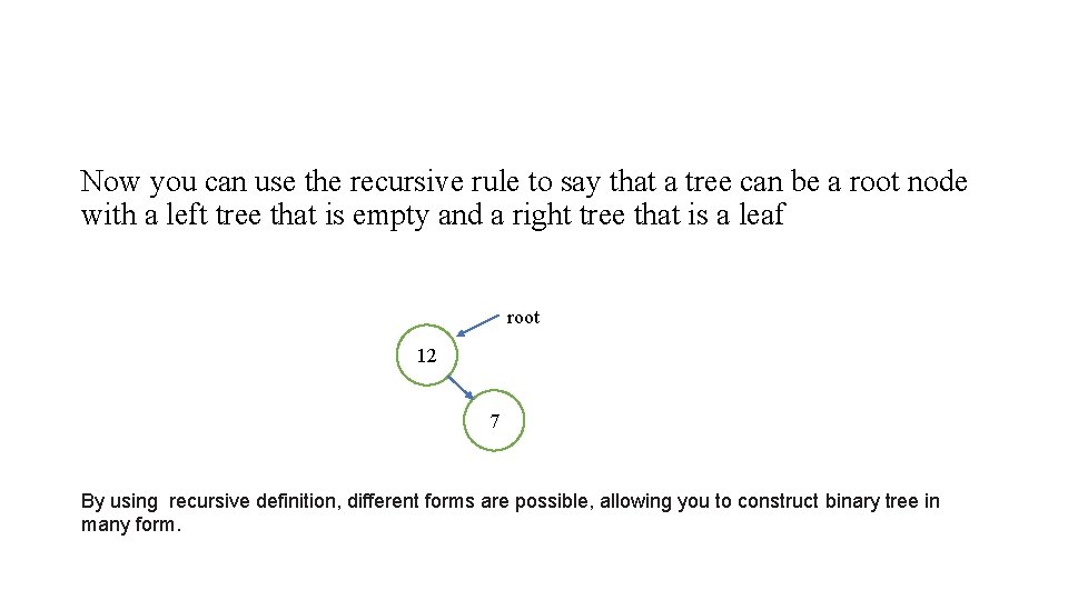 Now you can use the recursive rule to say that a tree can be Now you can use the recursive rule to say that a tree can be