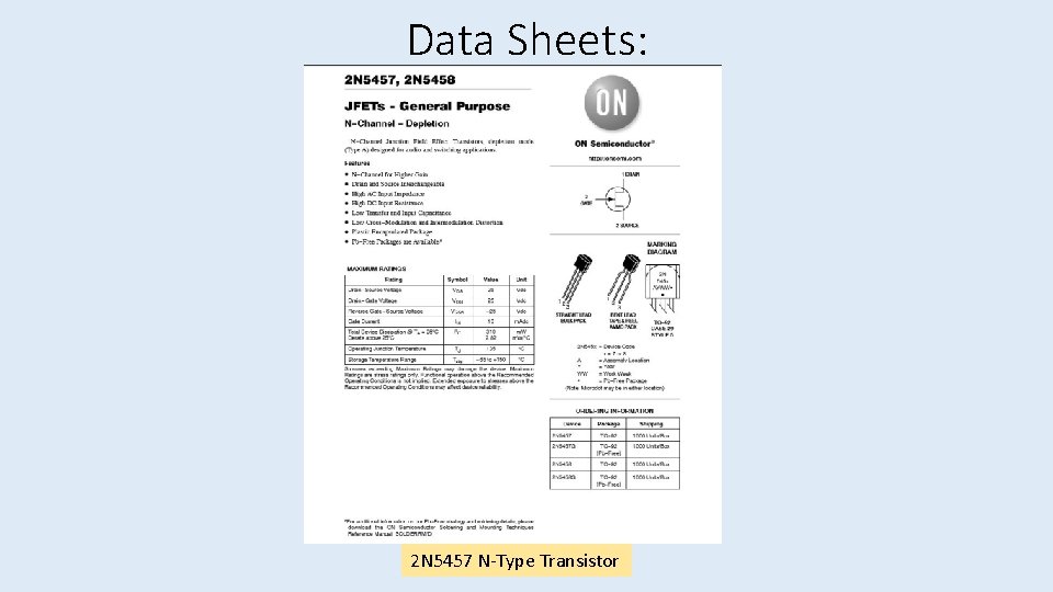 Data Sheets: 2 N 5457 N-Type Transistor 