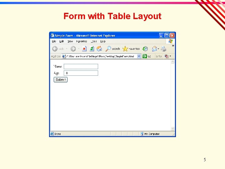 Form with Table Layout 5 
