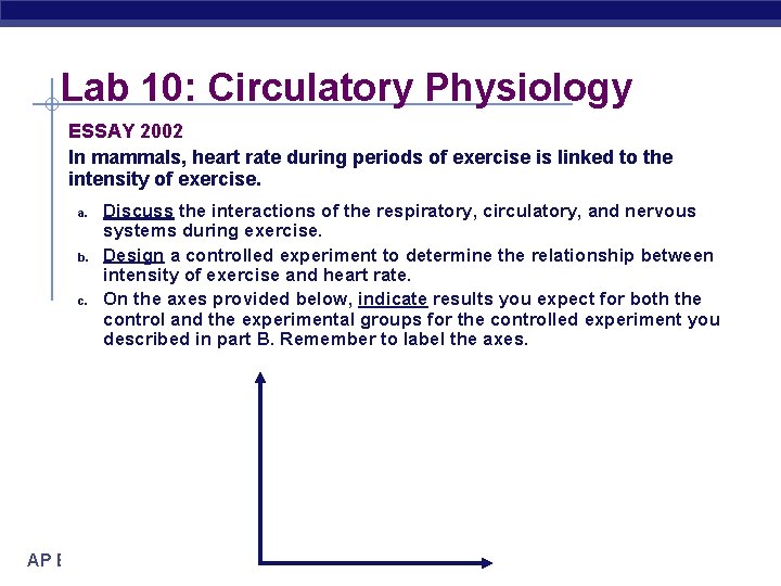 Lab 10: Circulatory Physiology ESSAY 2002 In mammals, heart rate during periods of exercise
