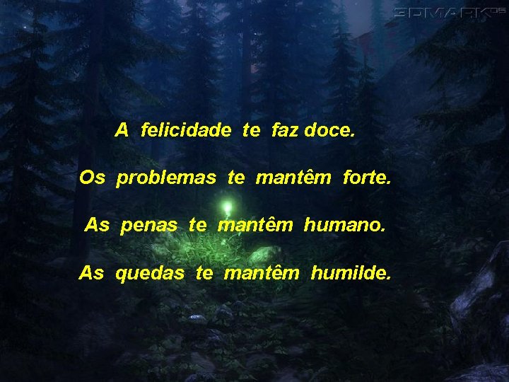 A felicidade te faz doce. Os problemas te mantêm forte. As penas te mantêm