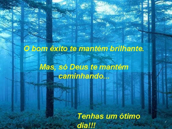 O bom êxito te mantém brilhante. Mas, só Deus te mantém caminhando. . .