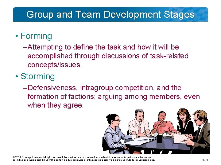 Group and Team Development Stages • Forming – Attempting to define the task and