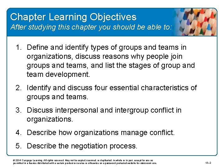 Chapter Learning Objectives After studying this chapter you should be able to: 1. Define
