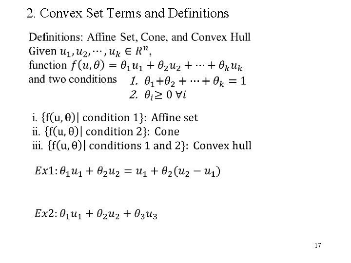 2. Convex Set Terms and Definitions 17 