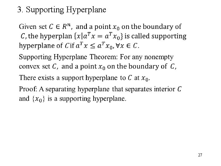 3. Supporting Hyperplane 27 