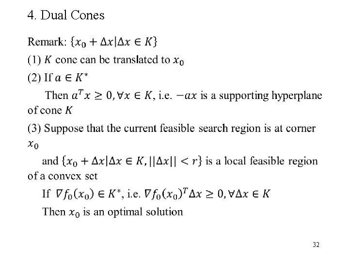 4. Dual Cones 32 