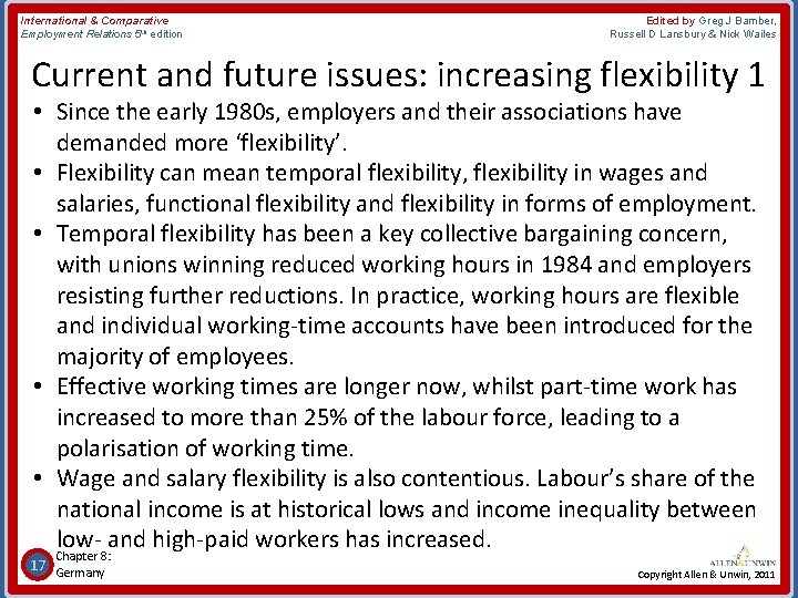International & Comparative Employment Relations 5 th edition Edited by Greg J Bamber, Russell