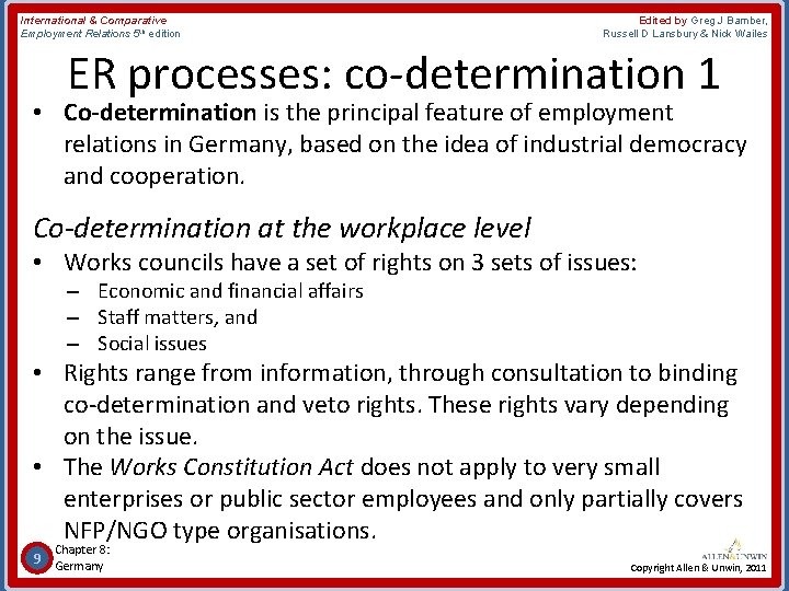 International & Comparative Employment Relations 5 th edition Edited by Greg J Bamber, Russell