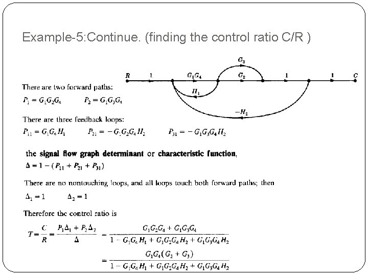 Example-5: Continue. (finding the control ratio C/R ) Example-5: Continue. (finding the control ratio C/R )