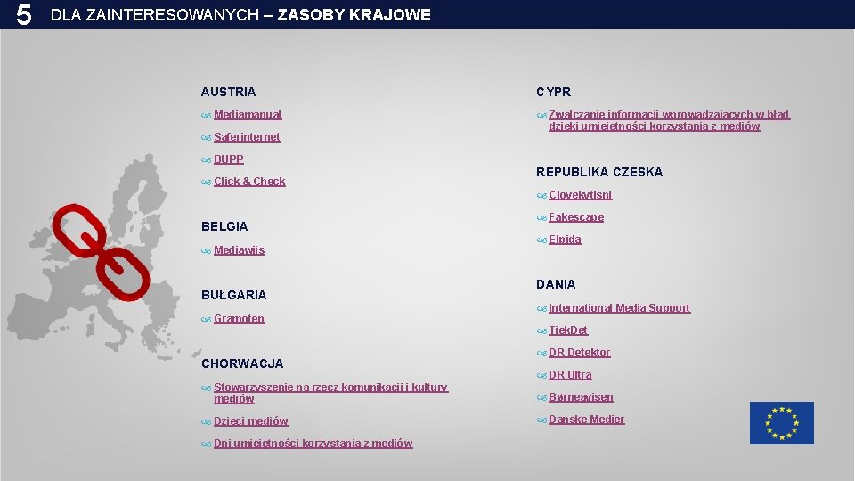 5 DLA ZAINTERESOWANYCH – ZASOBY KRAJOWE AUSTRIA CYPR Mediamanual Zwalczanie informacji wprowadzających w błąd