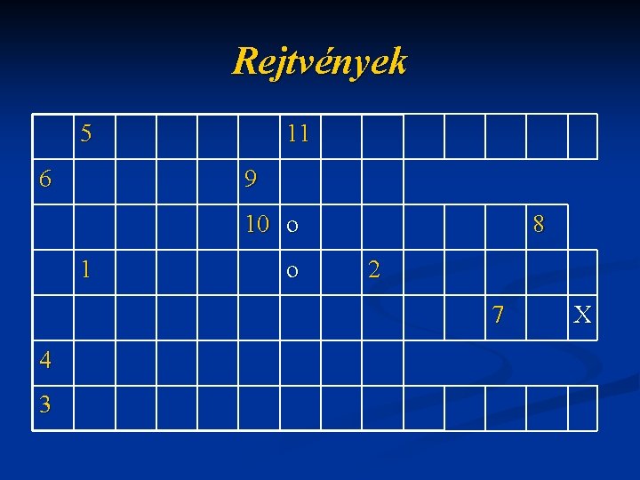 Rejtvények 5 6 11 9 10 o 1 o 8 2 7 4 3